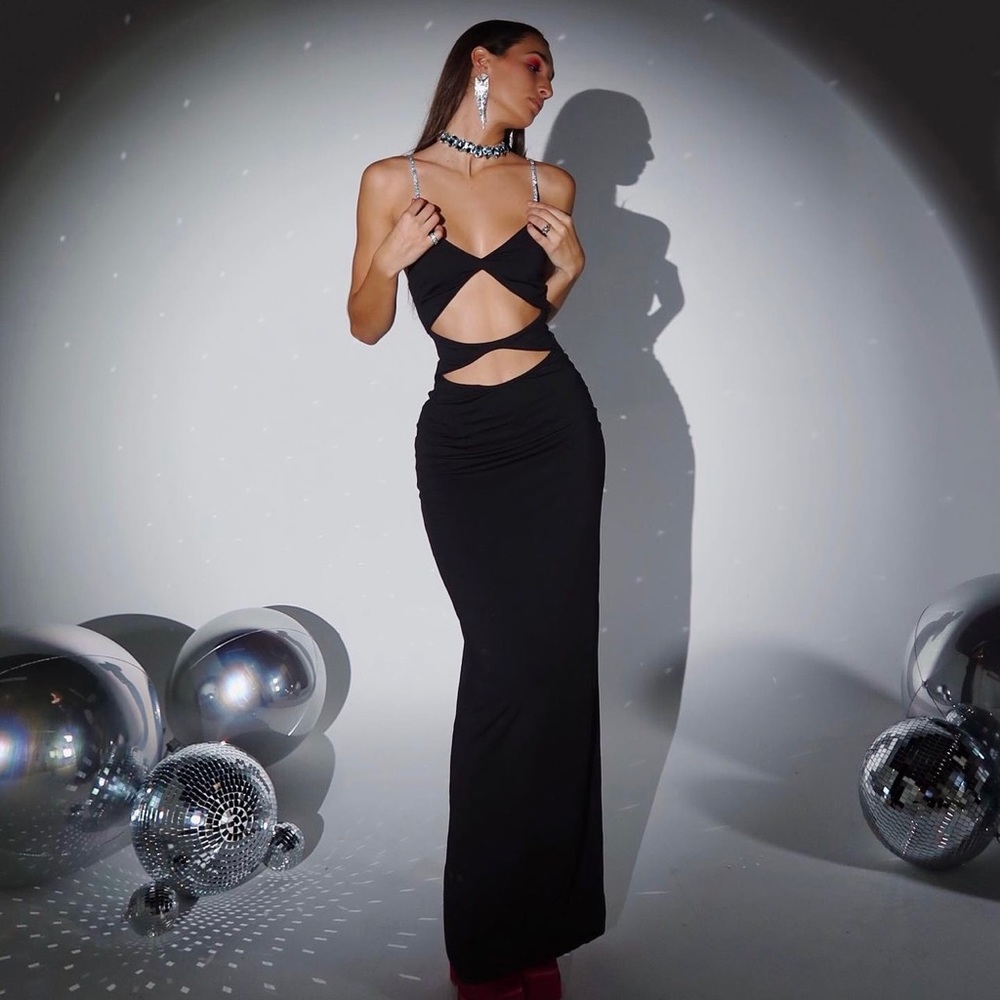 Pink Tree PR Black Maxi Cut Out Dress